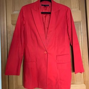Red hip length blazer